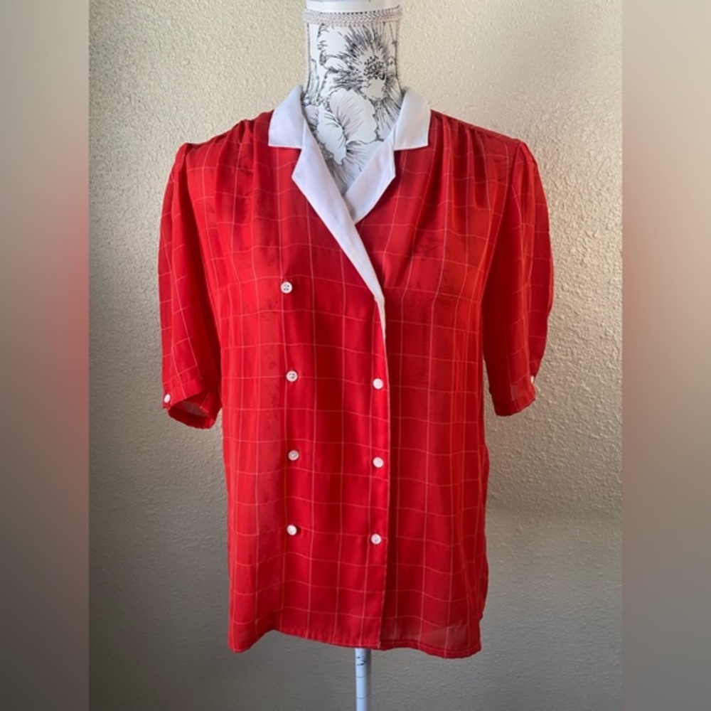 Meredith double breasted button down blouse‎